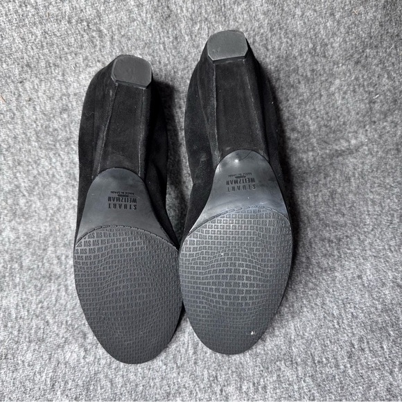Stuart Weitzman Black Suede Wedges Bow Accent Sz 10 - Picture 10 of 11